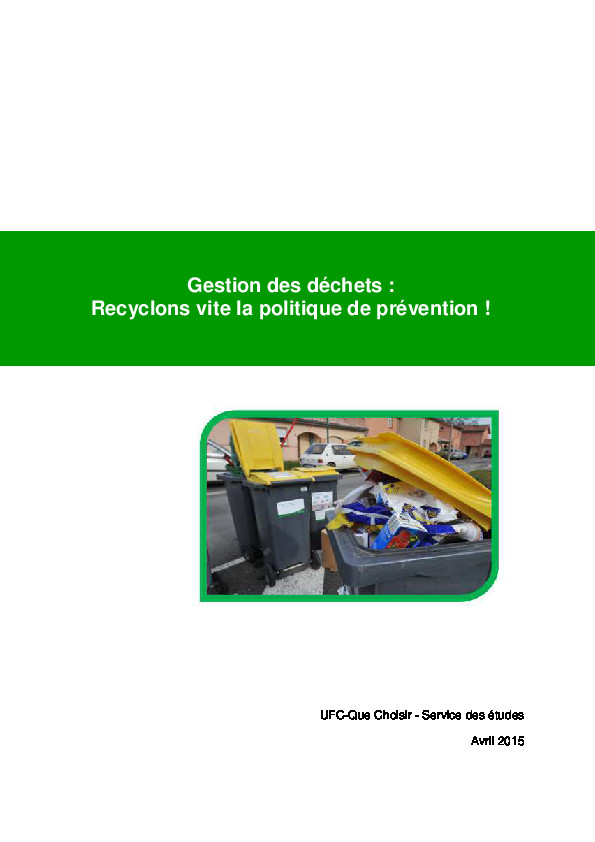 Gestion des dechets recyclons vite la politique de prévention